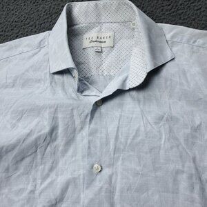 Ted Baker Endurance Floral Shirt  Mens 15 34 / 35  Gray Button Dress Casual